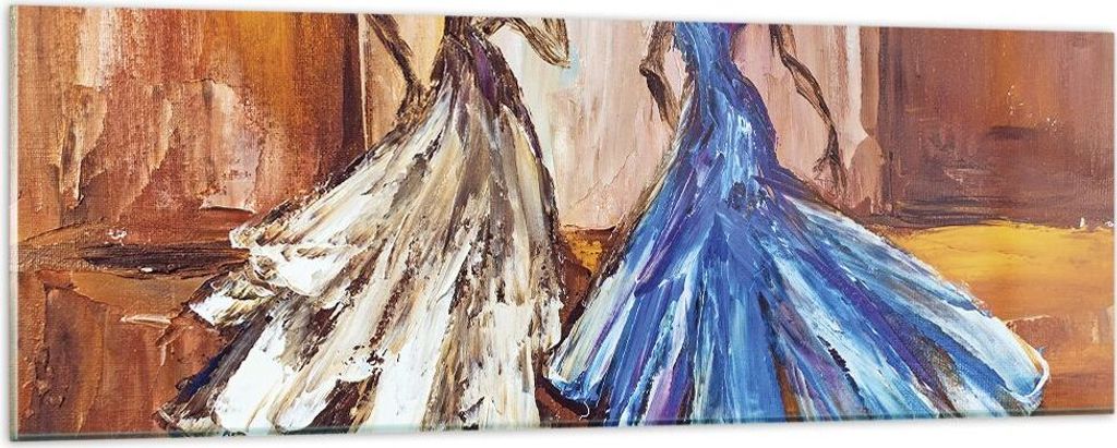 Bilder auf glas - Einteilig - Frauen Kleider Öl - 90x30cm - Glasbilder - Wandbilder - Bilder - zum Aufhängen bereit - Wanddekoration aus Glas - G...