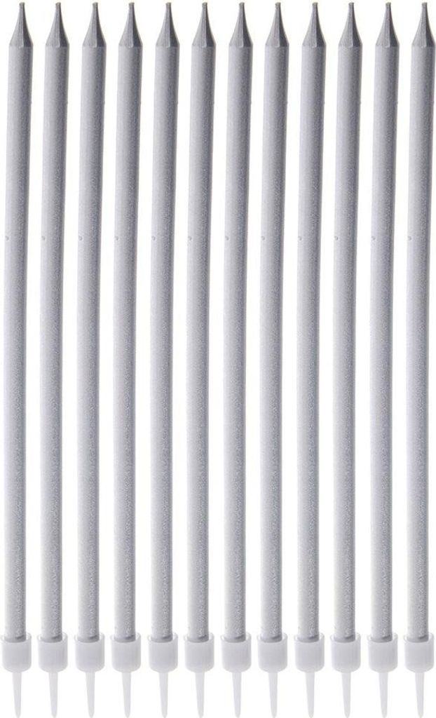 Elegante 14,5 cm große silberne Kerzen mit Haltern für Stabilität