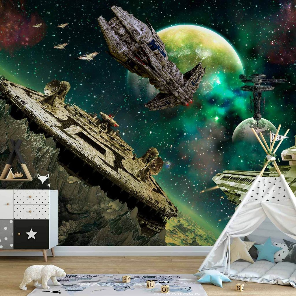 Vlies Fototapete - Space fleet 100x70 cm Landschaften 10110902-5