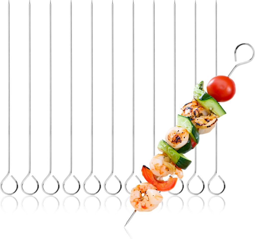 com-four® 12x Schaschlikspieße aus Edelstahl - 24 cm lange Produktbild 