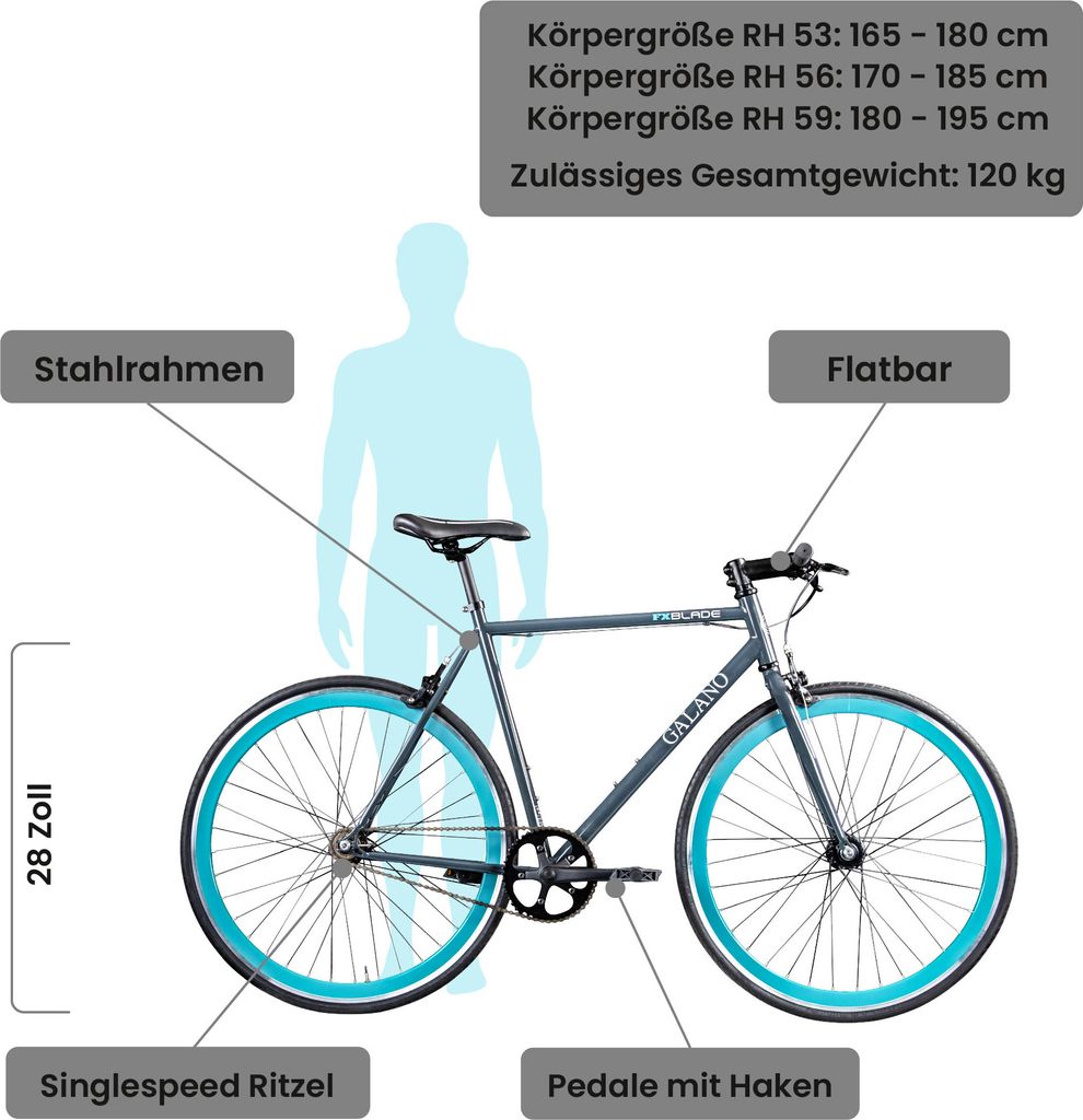 Galano Blade Fixie Fahrrad 28 Zoll Singlespeed 165 - 195 cm Produktbild 2