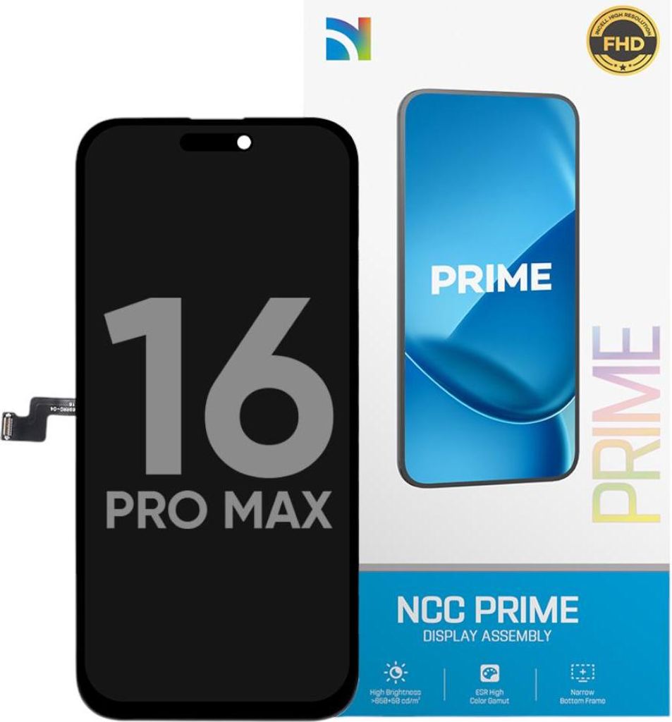 Kompatible NCC PRIME INCELL Display Touchscreen Bildschirm Schwarz für Apple iPhone 16 Pro Max A3296, A3084 & Werkzeug
