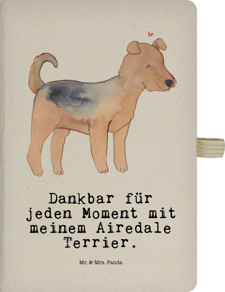 Mr. & Mrs. Panda Tagebuch Airedale Terrier Moment - Transparent - Geschenk, Notizbuch A5, Skizzenbuch, Kladde, kariertes