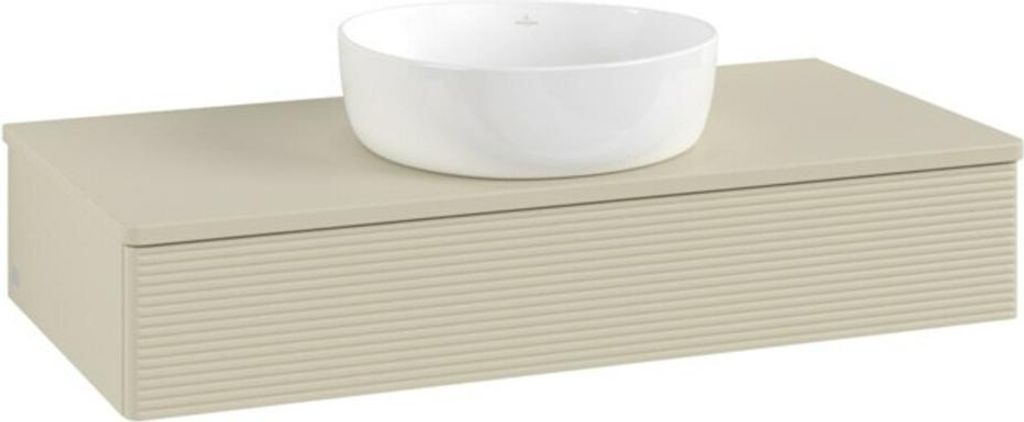V&B Waschtischunterschrank mit Frontstruktur Antao 100x19x50cm, WBP-farbe Lac, si Gr m Lac