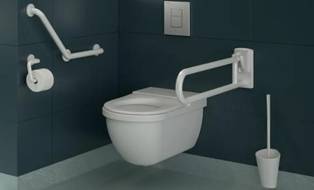 Barre d'appui 3 points Ø32 Delabie Basic blanche 135° ultra robuste