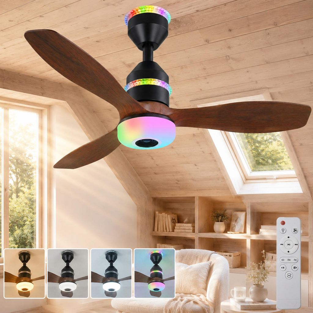 Ventilatore a soffitto da 48W con illuminazione, 60 cm di Immagine del prodotto 