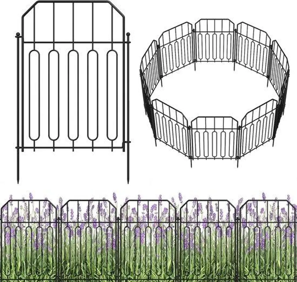 Bordure de jardin anti-piétinement 10 panneaux métal 31x41 cm noir
