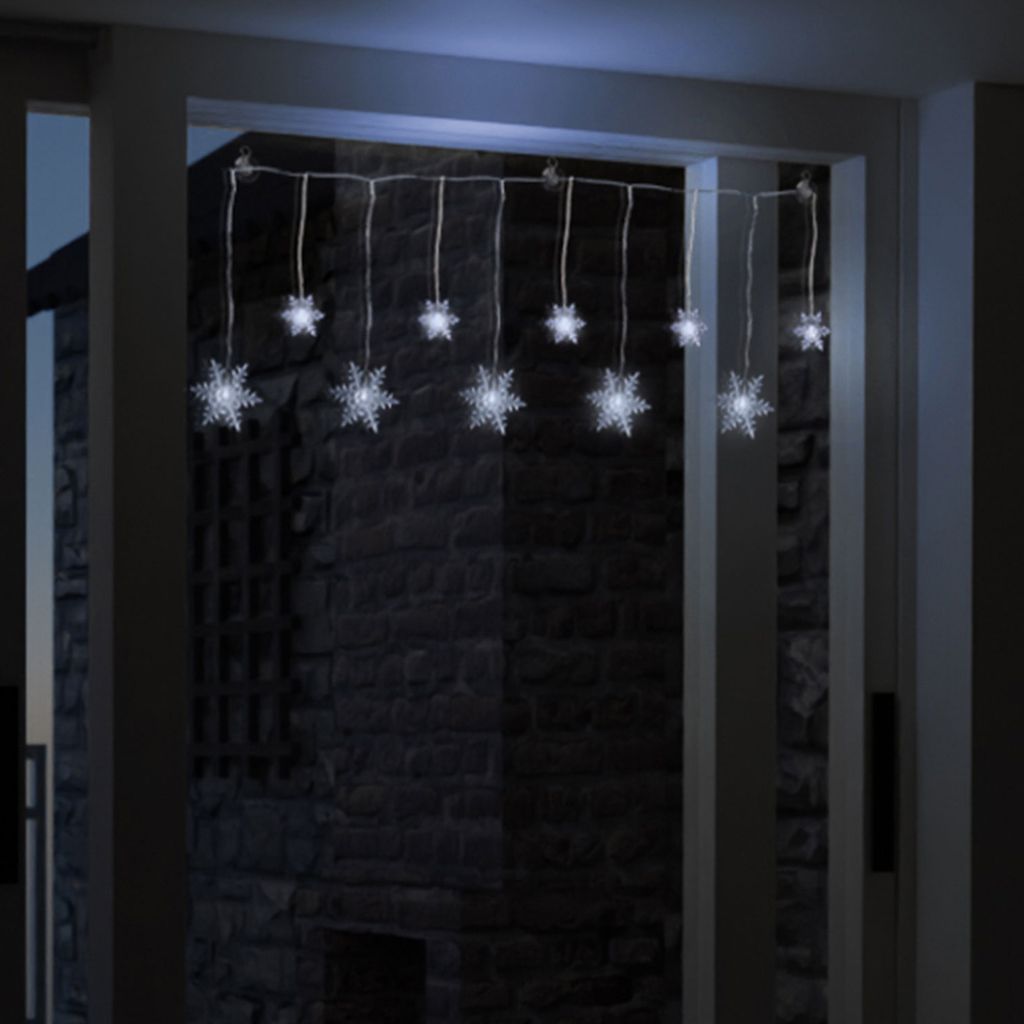 Lichterkette Lichtervorhang Schneeflocke Beleuchtung 10 LEDs Batterie