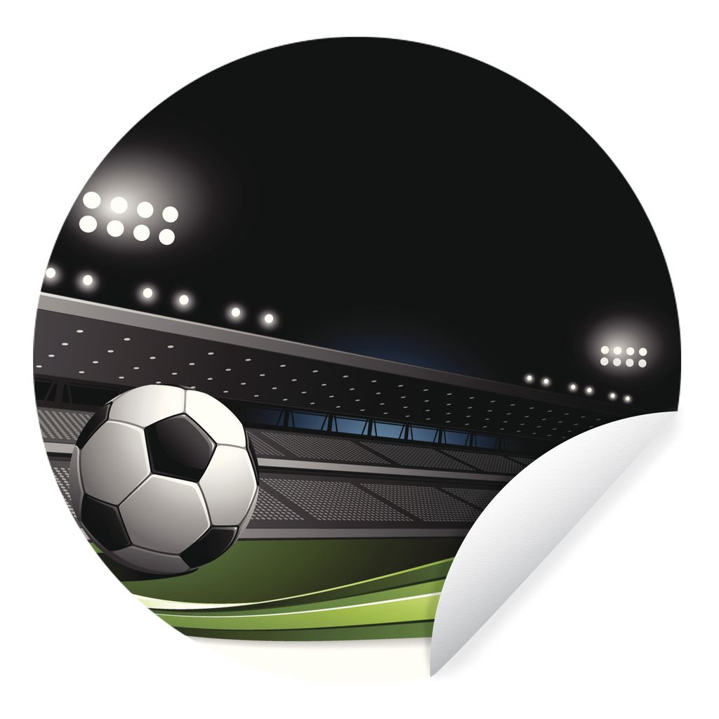 MuchoWow Runde Wandtattoo - Wandsticker Tapete Aufkleber Eine Illustration eines Balls im Fußballstadion Ø 50 cm Selbstklebend und Repositionie...