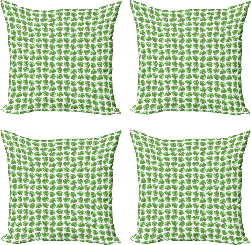 ABAKUHAUS Aloha Kissenbezug Set (4 Stück), Wiederholte Monstera Plantation, Moderner Doppelseitiger Digitaldruck, 50 cm x 50 cm, Olivgrün, Grün,...
