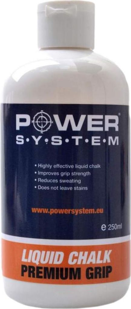 A bottle of liquid chalk for grip enhancement.