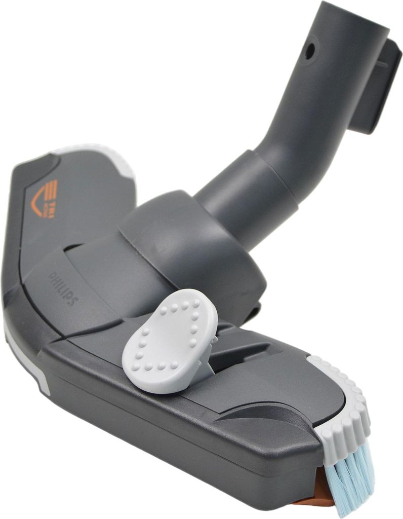 A close-up view of a Philips vacuum cleaner nozzle, displayed against a white background.