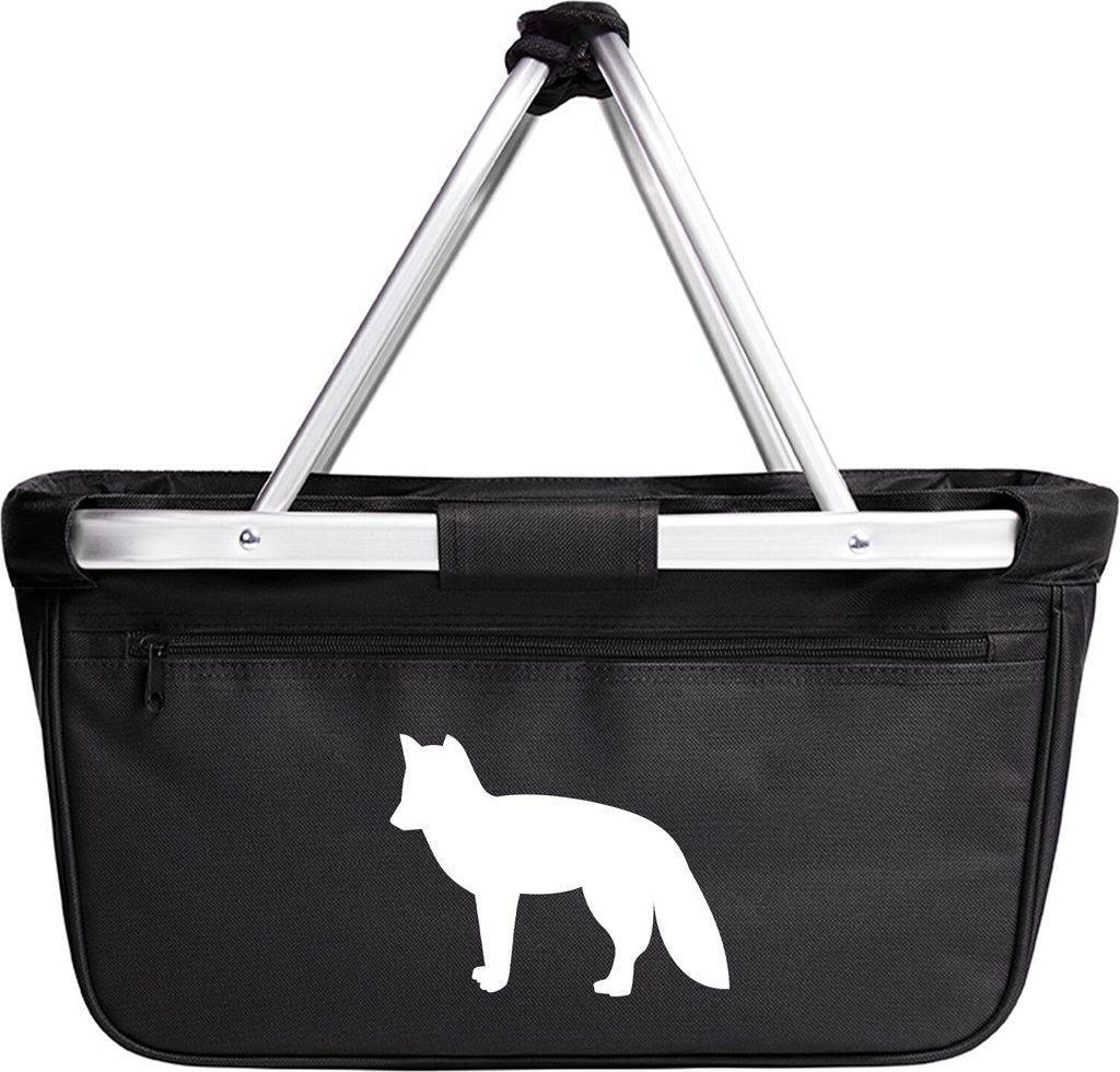 Huuraa Einkaufskorb Fuchs Silhouette 20 Liter Black faltbarer Tragekorb Geschenkidee