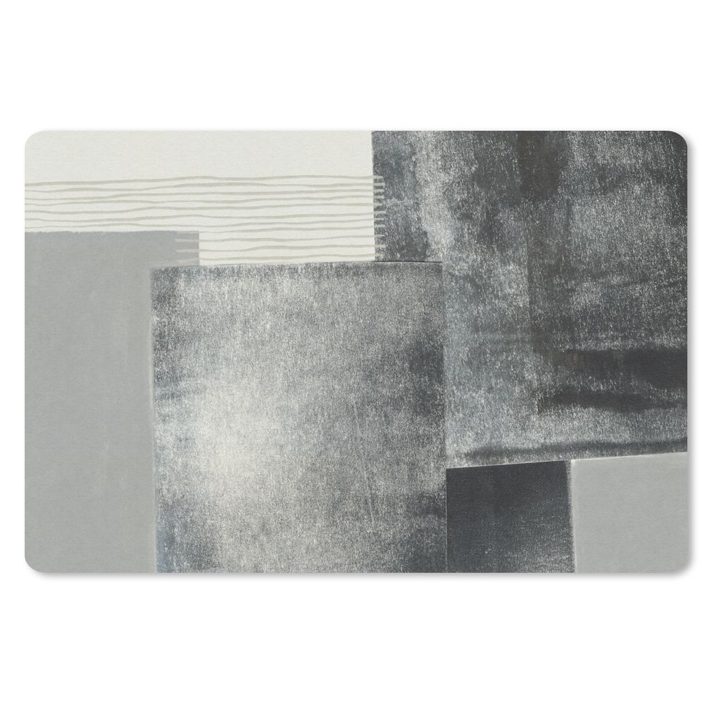 MuchoWow Schreibtischunterlage Abstrakt - Grau - Schwarz - Würfel 60x40 cm - XXL Mauspad - Großes Mauspad