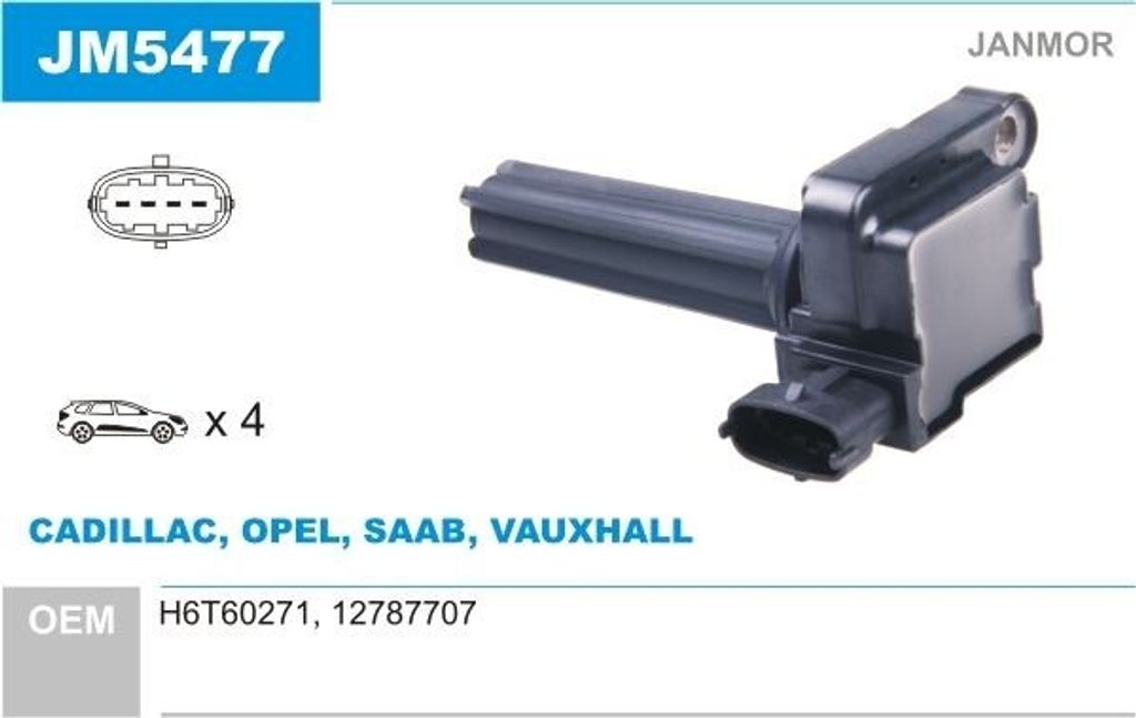 JANMOR JM5477 Zündspule für OPEL Vectra C Caravan (Z02) Vectra C Limousine (Z02) Signum CC (Z03) Vectra C CC (Z02) für SAAB 9-3 (YS3F) für CADI...