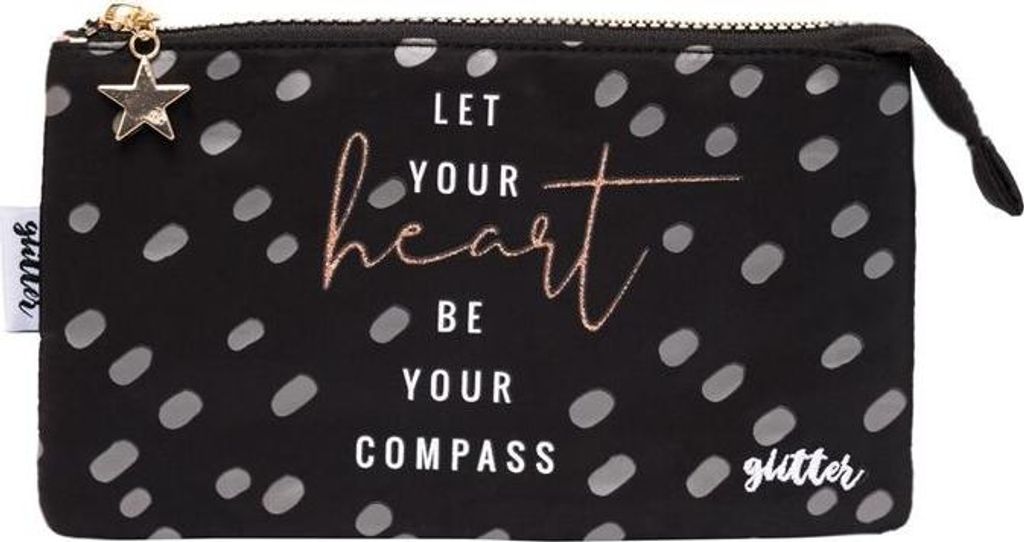 Glitter Let Your Heart Be Your Compas triple Federmappe
