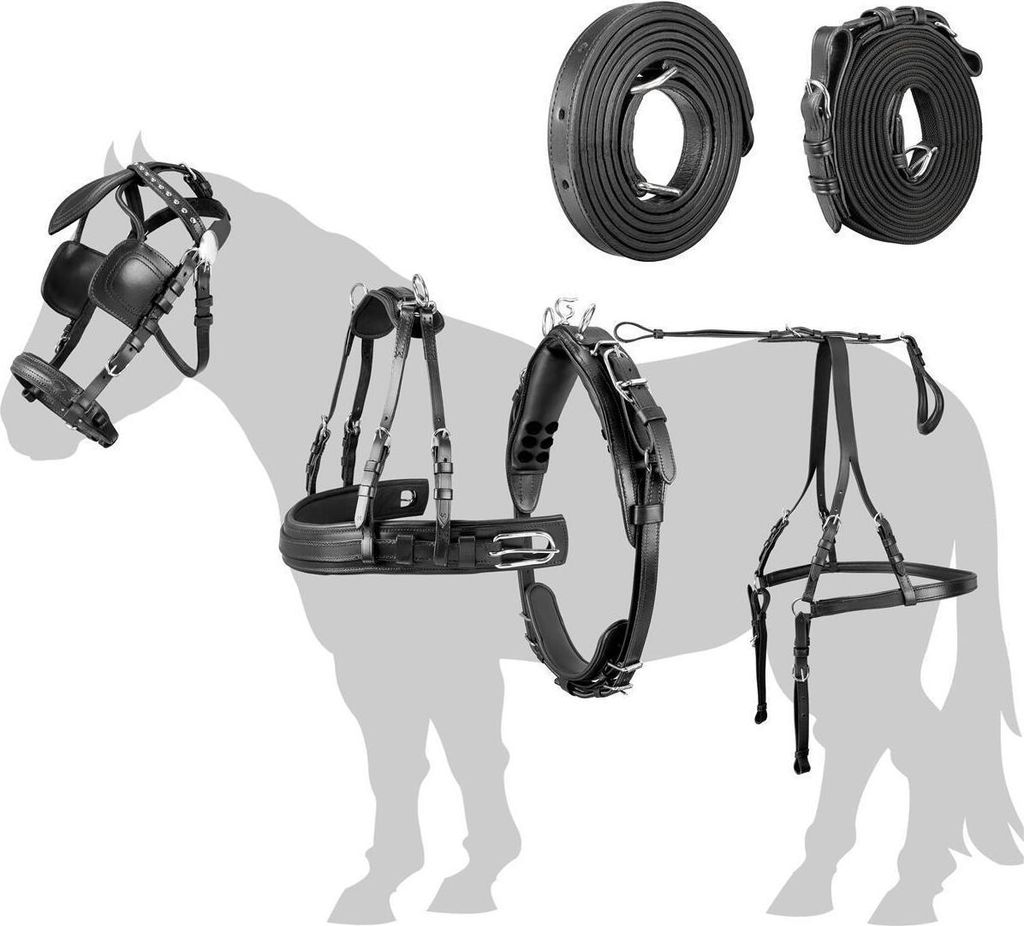 Esposita Einspännergeschirr "Anatomic" Schwarz Gr. Mini-Mini-Shetty