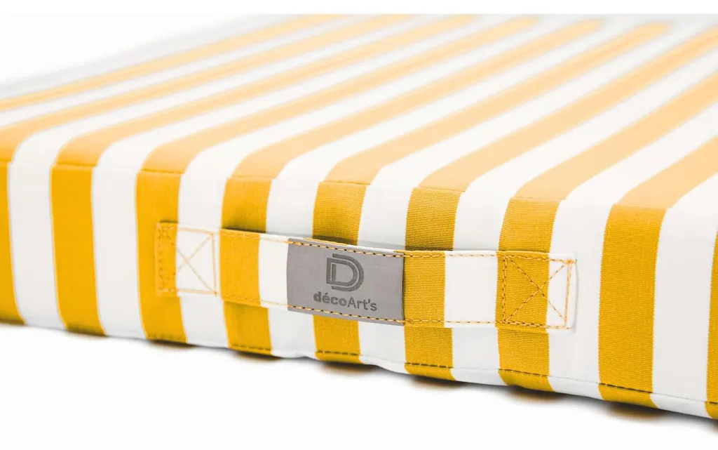 Coussin de jardin déhoussable 50x50cm rayé jaune : confort lavable - 4