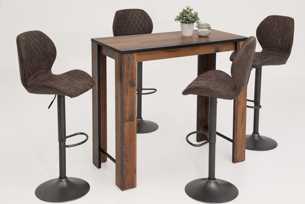 2er Set Barhocker Sonja - Mikrofaser Braun m.Rautensteppung Produktbild 3