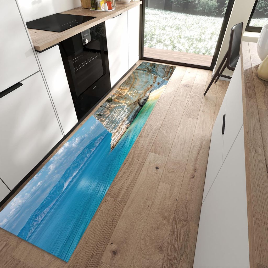 Küchenteppich 60x300cm rutschfest & abwischbar PVC Läufer - Küstenparadies