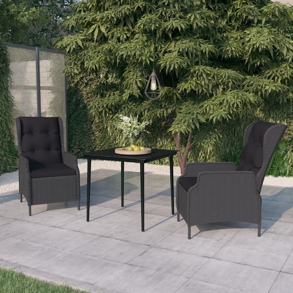 The Living Store 3-tlg. Garten-Essgruppe Dunkelgrau