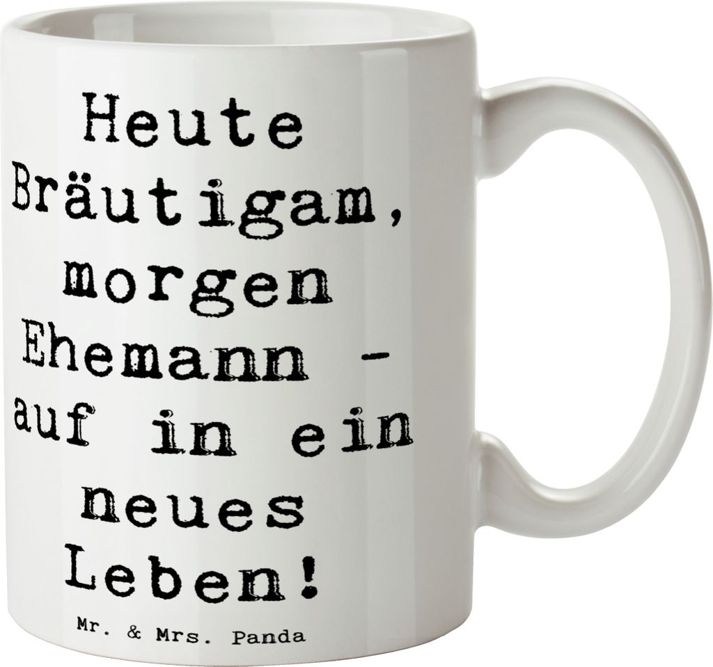 Mr. & Mrs. Panda Kaffeebecher Spruch Bräutigam Heute - Weiß Produktbild 