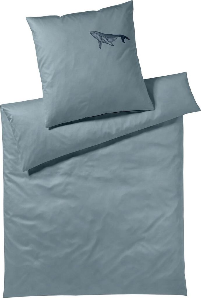 elegante Mako-Satin-Bettwäsche-Garnitur Traveller Farbe Ozeanblau Größe 200x220+2x40x80