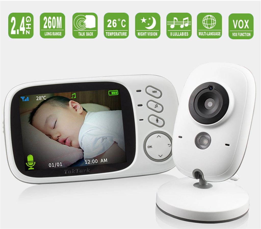 Schlaflieder VB603 Wireless 3.2 Zoll LCD Monitor Video Babyphone Nachtsicht 