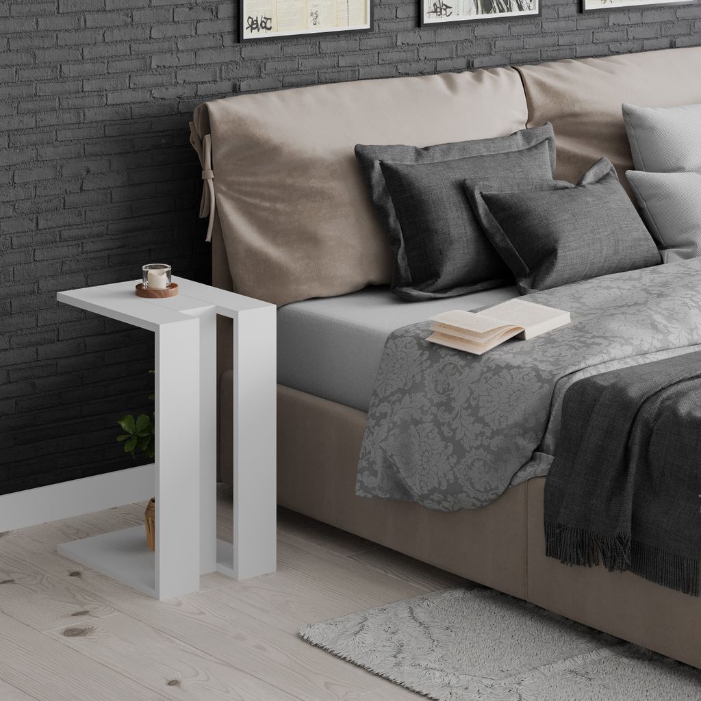 DECORTIE Muju Modern C Form Beistelltisch Weiß Mehrzweck 30 Produktbild 