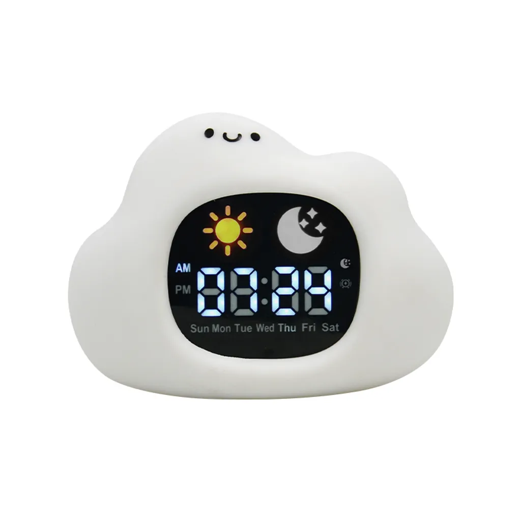 Réveil Éducatif Enfant sans fil avec Veilleuse Tactile - Modèle Cloud LED