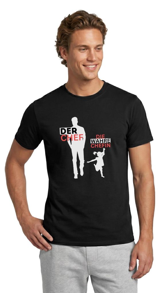 Spreadshirt Die Wahre Chefin Vater Tochter Geschenk Vatertag Männer T-Shirt, 4XL, Schwarz