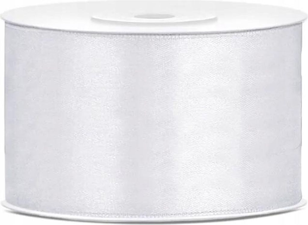 A roll of white satin ribbon.