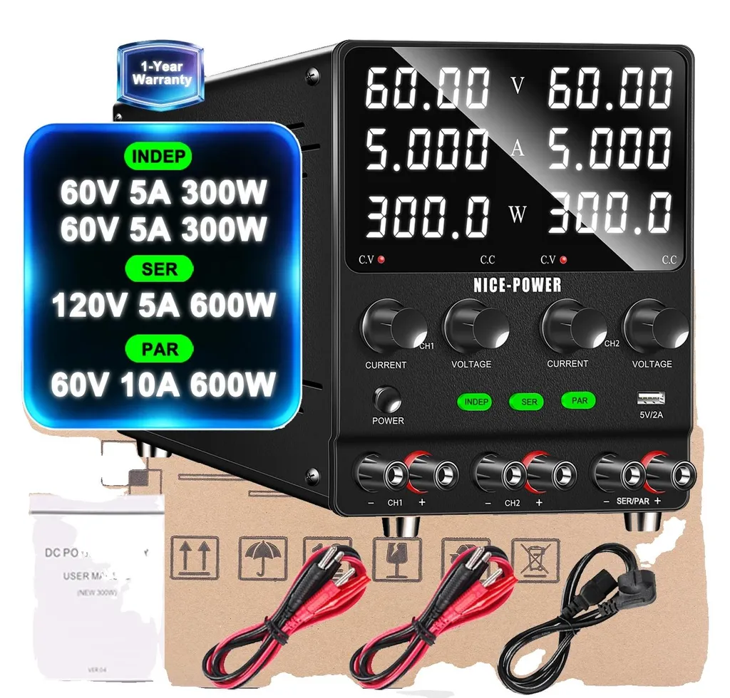 Alimentation laboratoire haute puissance 120V 5A réglable biphasée