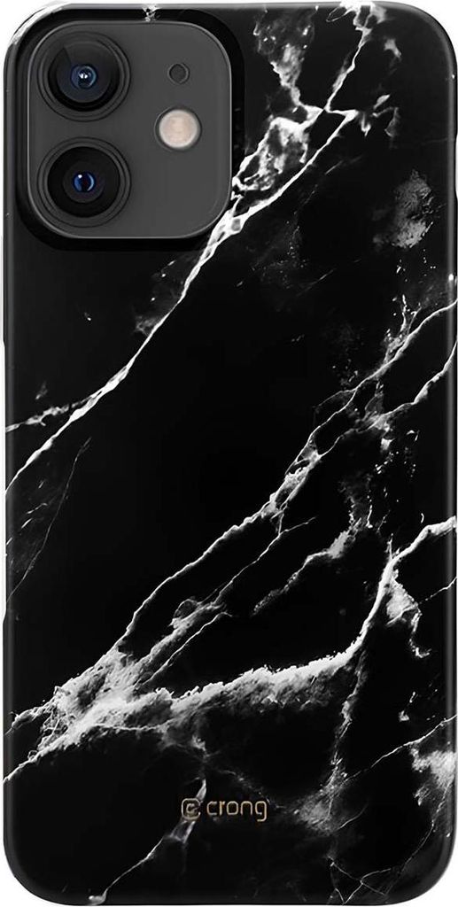 Crong, Hülle iPhone 12 Mini Marble Case elegant + flexibel, Schwarz