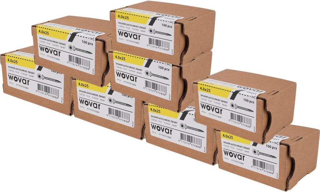 Fassadenschrauben verzinkt Schwarz 4 x 25 mm Torx 20 - 800 Stück