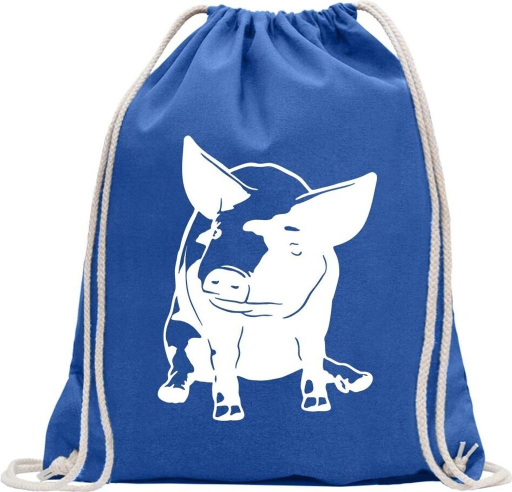 Kiwistar - Turnbeutel - royal - Schwein Motiv 3 - Sau - Baby - Fun Rucksack Sport Beutel Gymsack Baumwolle mit Ziehgurt