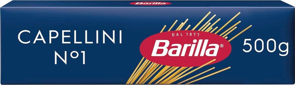 A box of Barilla Capellini No. 1 pasta.