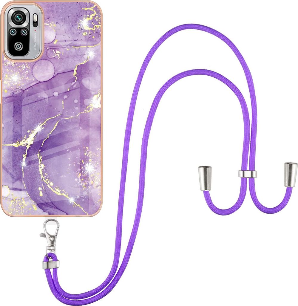 Redmi Note 10 4G Handykette Hülle, Ultra Dünn Soft TPU Bumper Anti-kratzt Schutzhülle mit verstellbarem Tragegurt für Xiaomi Redmi Note 10 4G /...