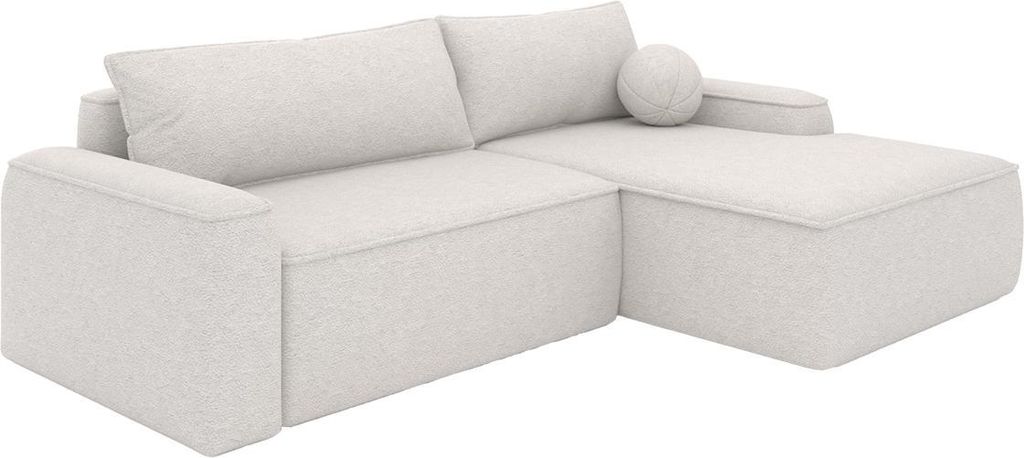 FEDVE Ecksofa OTATTI aus Bouclé-Stoff mit Schlaffunktion, Creme