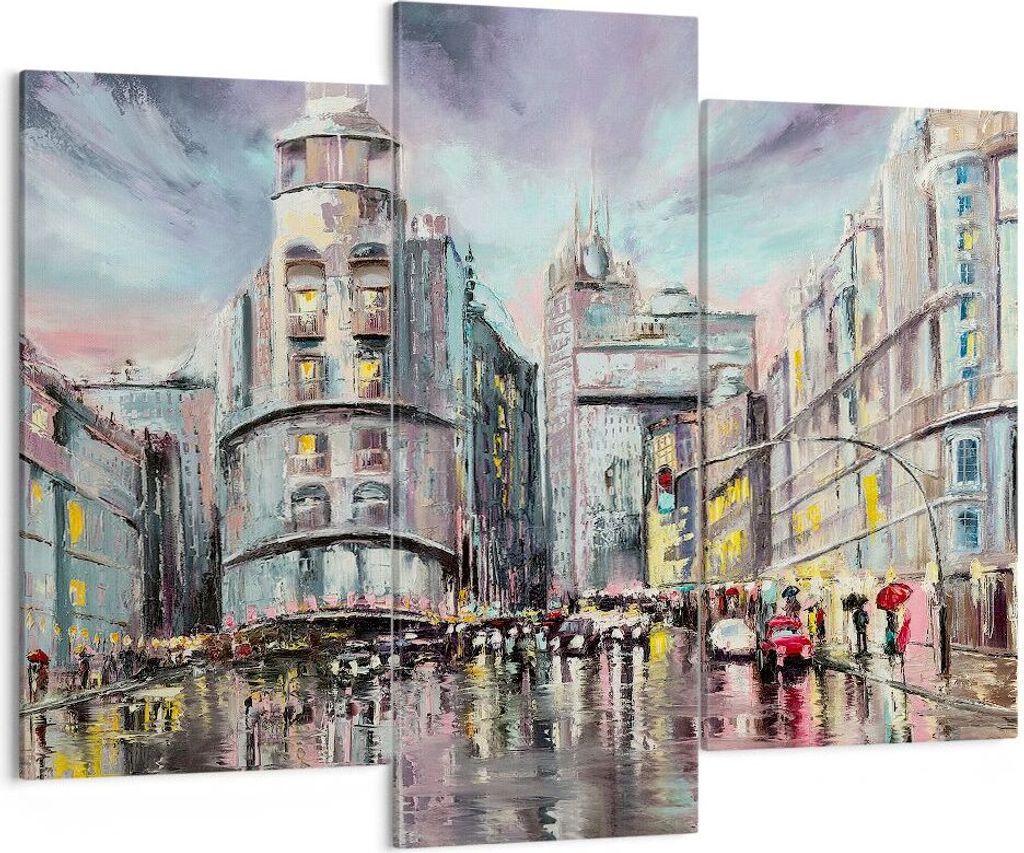 Bild auf Leinwand - Leinwandbild - Stadt Straße Haus - 130x100cm - Wand Bild - Wanddeko - Leinwanddruck - Bilder - Kunstdruck - Wanddekoration - L...