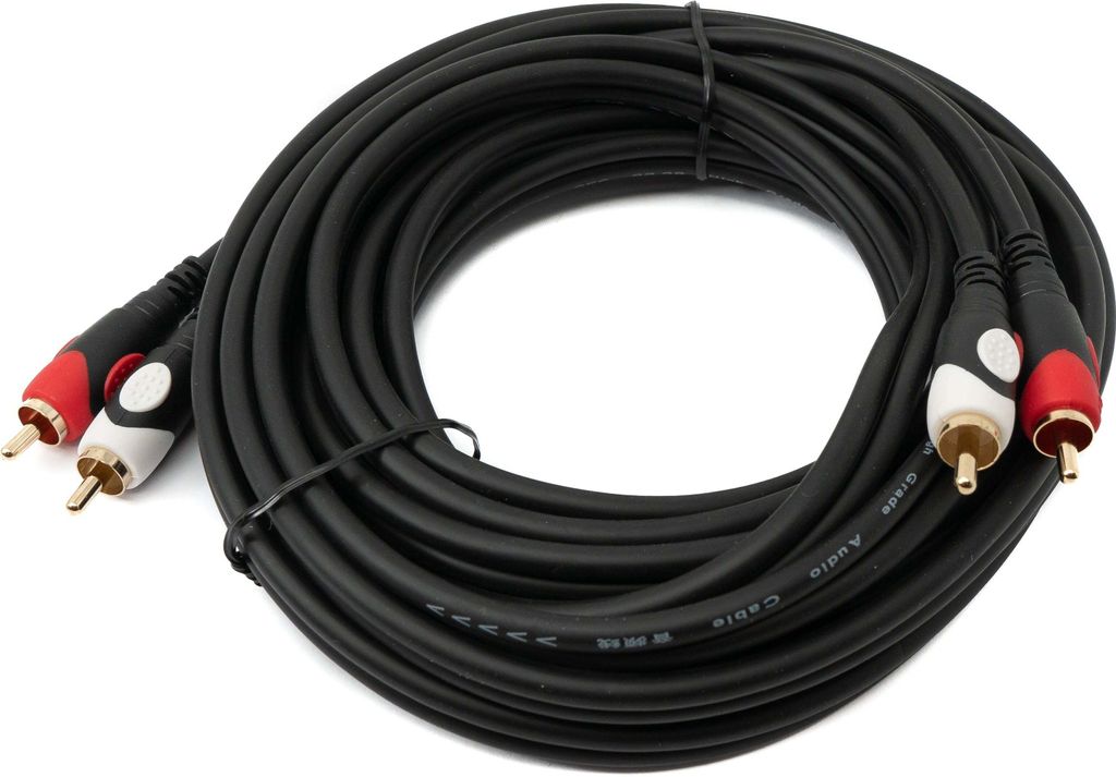 SYSTEM-S Cinch 2 RCA Kabel 5 m Stecker zu Stecker Stereo AV in Schwarz