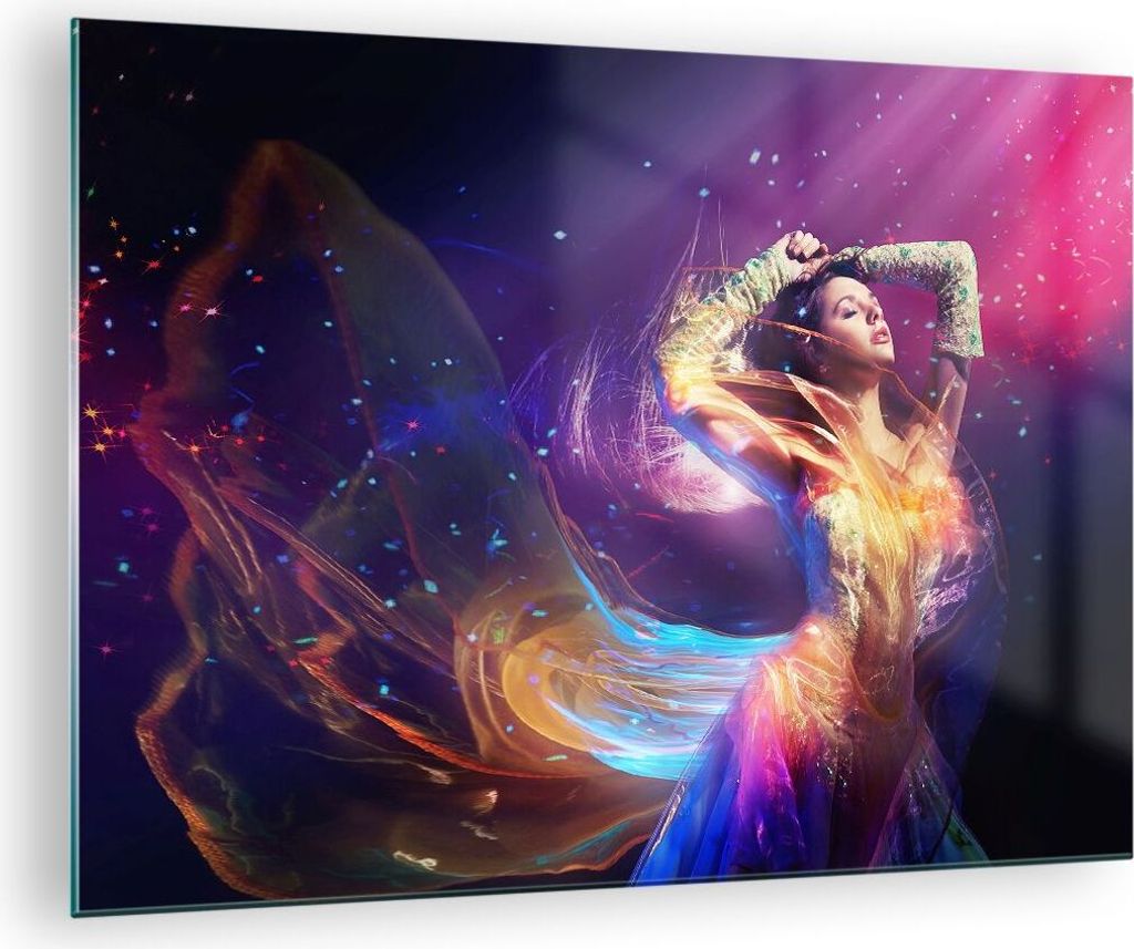 Bilder auf glas - Schönheit Disco Mode Make-up - 70x50cm - Glasbilder - Wandbilder - Kunstdruck - zum Aufhängen bereit - Wanddekoration aus Glas ...