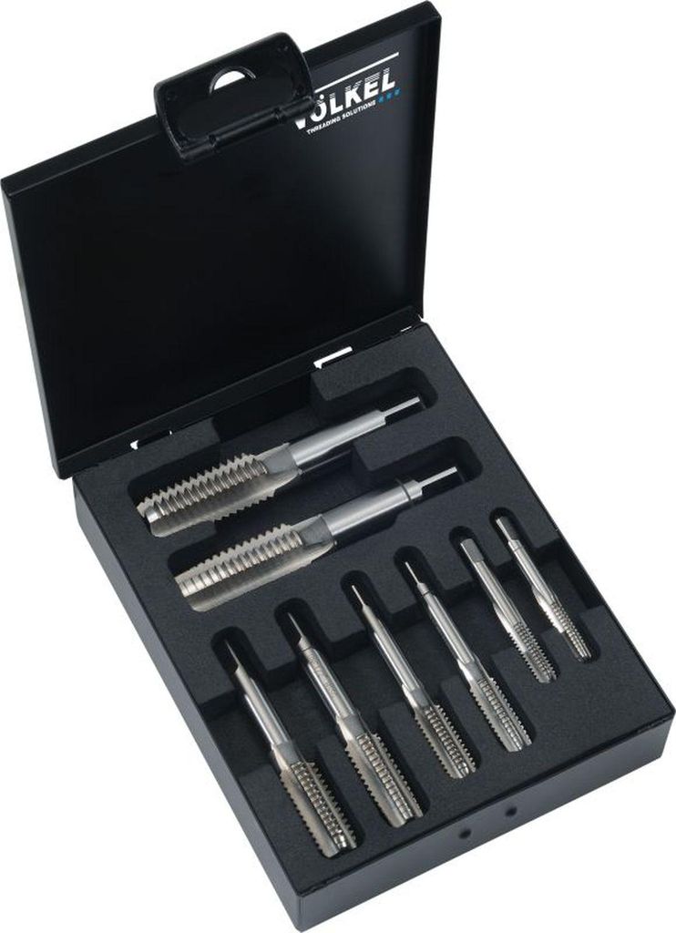 Volkel Handgewindebohrer-Set, UNC 1/4 - 3/4 Zoll, 8-teilig