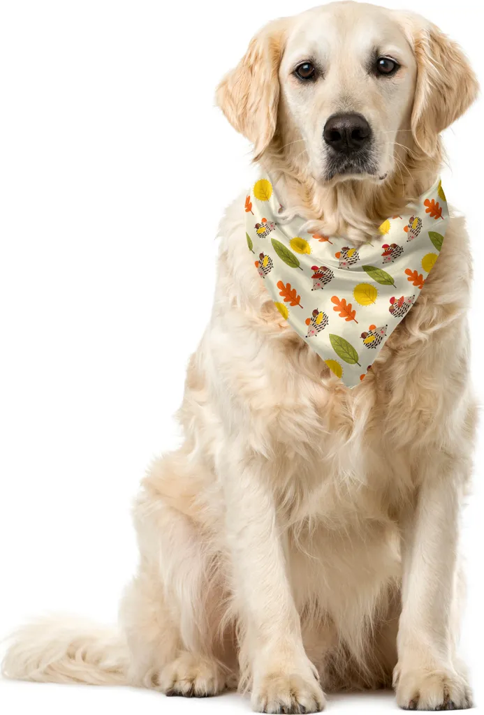 ABAKUHAUS Bandana per animali domestici con riccio, vari alberi e animali, 55x55 cm, multicolore