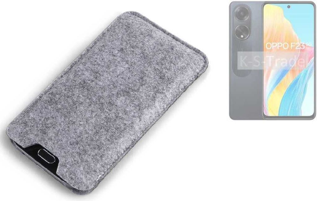 K-S-Trade Filz Handyhülle kompatibel mit Oppo F23 5G Schutzhülle Filztasche Filz Tasche Case Sleeve Handy Hülle Filzhülle grau