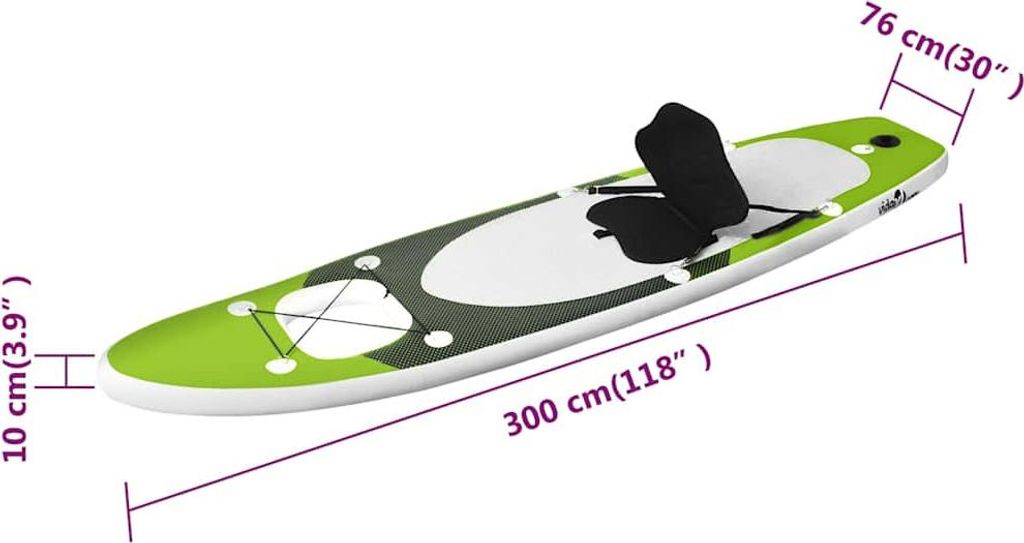 sada SUP dosiek vidaXL Nafukovacia zelená 300x76x10 cm Obrázok produktu 