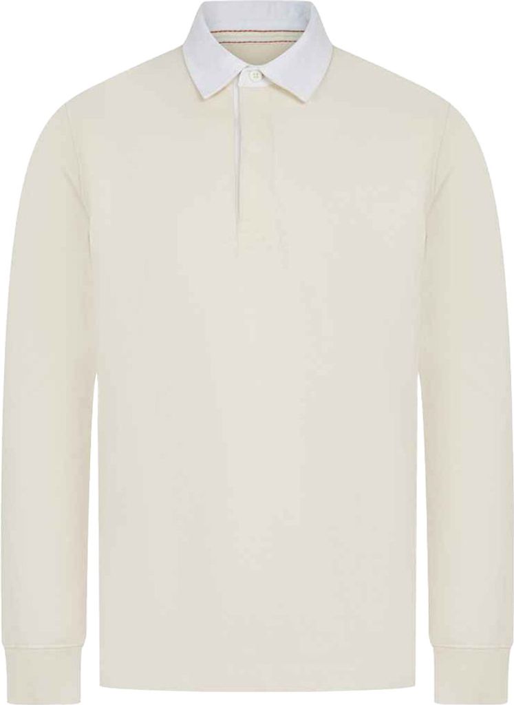 Front Row Herren Premium Longsleeve / Rugby-Shirt / Polo-Hemd, langärmlig RW4169 (Large) (Natürlich)