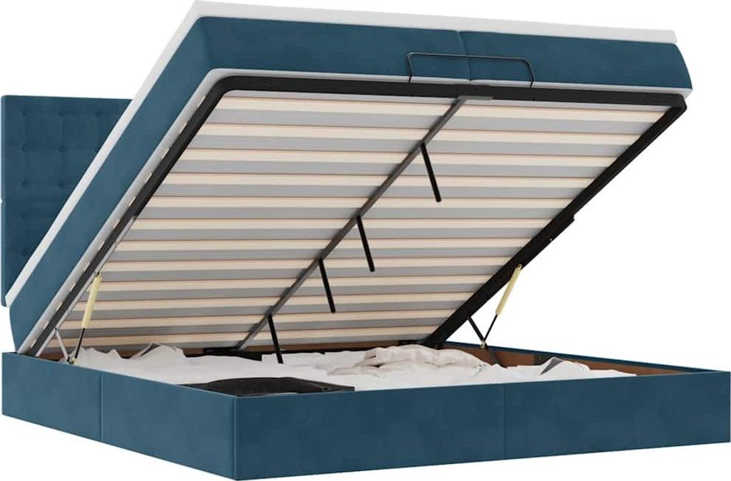 vidaXL Ottoman-Bett mit Matratzen Dunkelblau 200x200 cm Samt