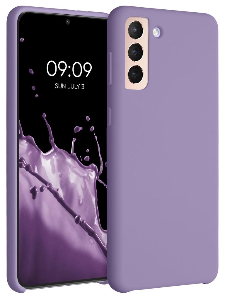 kwmobile Handyhülle für Samsung Galaxy S21 Plus Hülle - Case Silikon - Kabelloses Laden - Schutzhülle Cover in Veilchen Lila