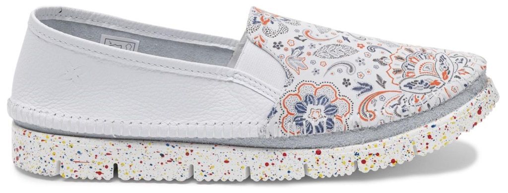 Damen Sommer Mokassins aus Naturleder in Grau Weiß, Modell 3512W31005